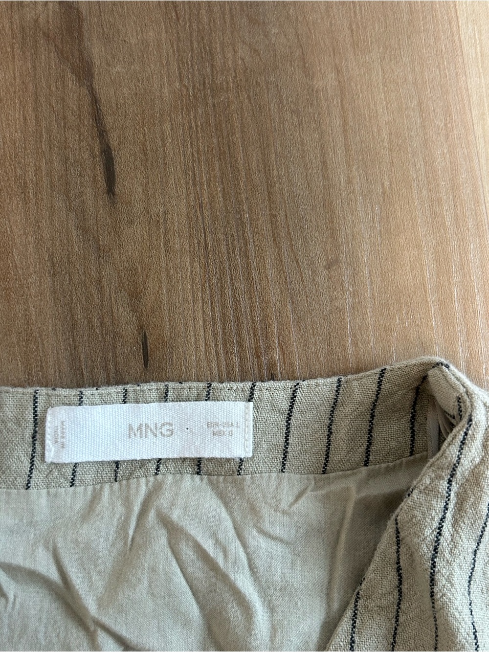 Mango Striped Linen Blend Top in Sage & Black - Picture 4 of 4